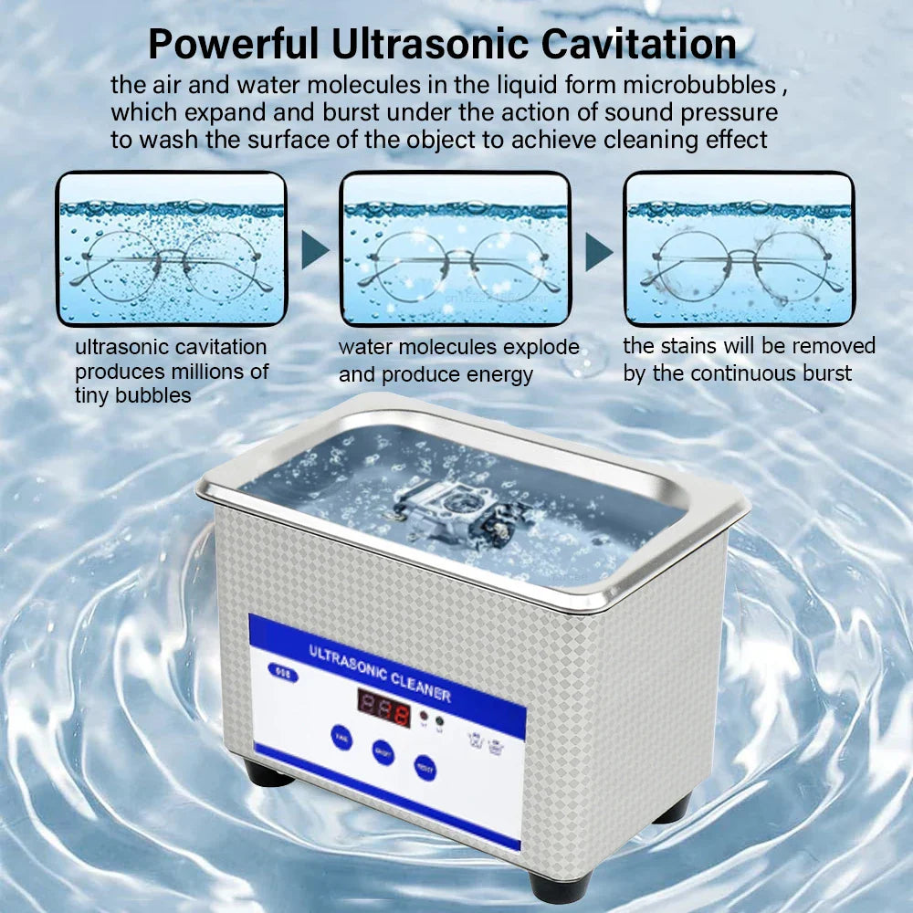 Skorter | Ultrasonic Glasses Cleaner 40kHz Stainless Steel Jewellery Cleaning Machine – ClearWave