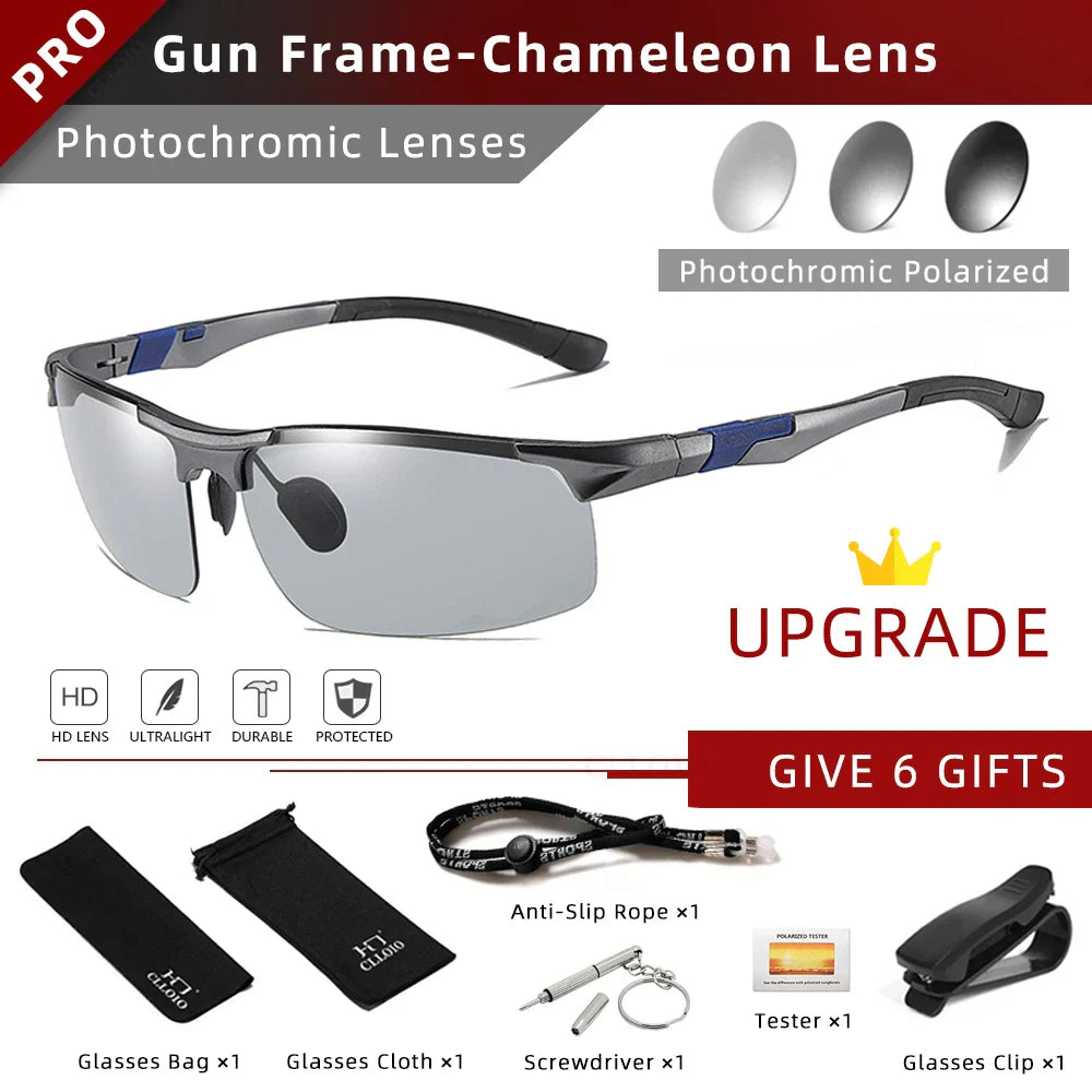 Skorter | Aluminum Photochromic Polarized Sunglasses Men’s Day Night Anti-Glare UV Chameleon Eyewear
