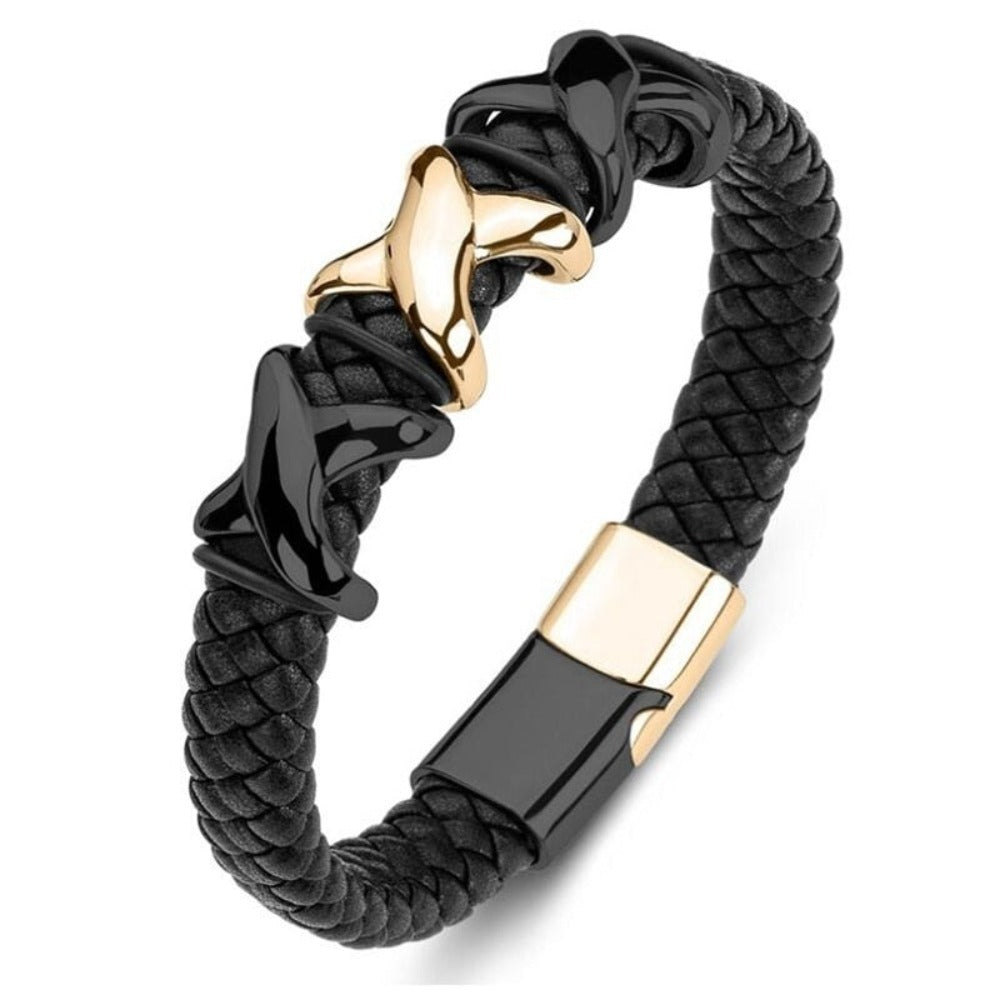 Skorter | Leather Braided Bracelet With Charms