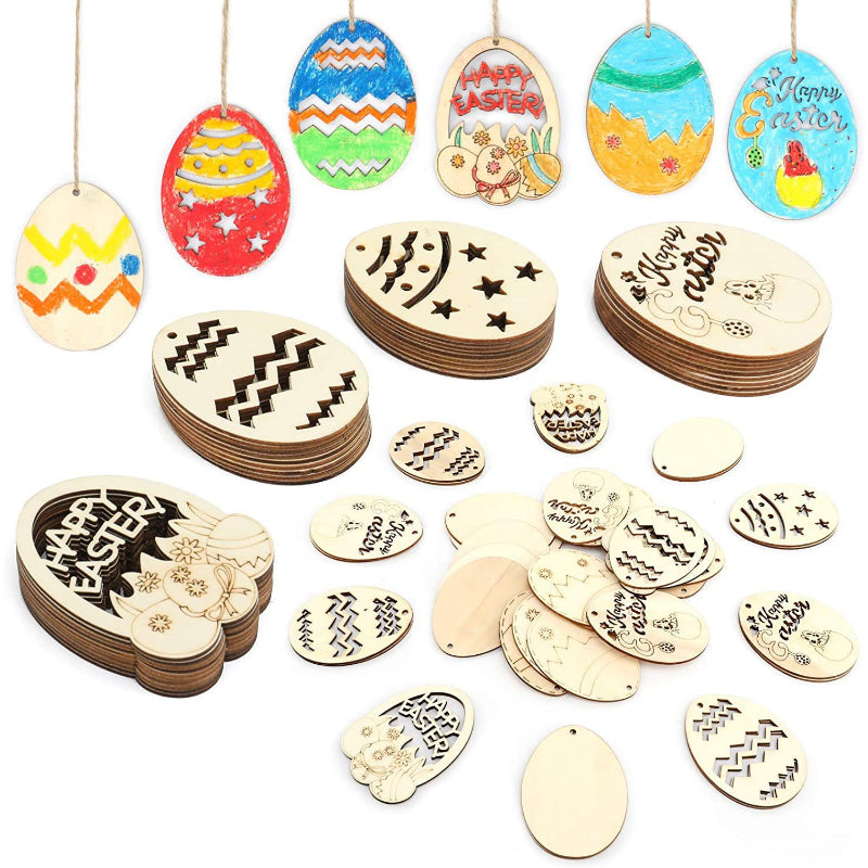 Skorter | 10 pieces DIY Easter egg wood slices