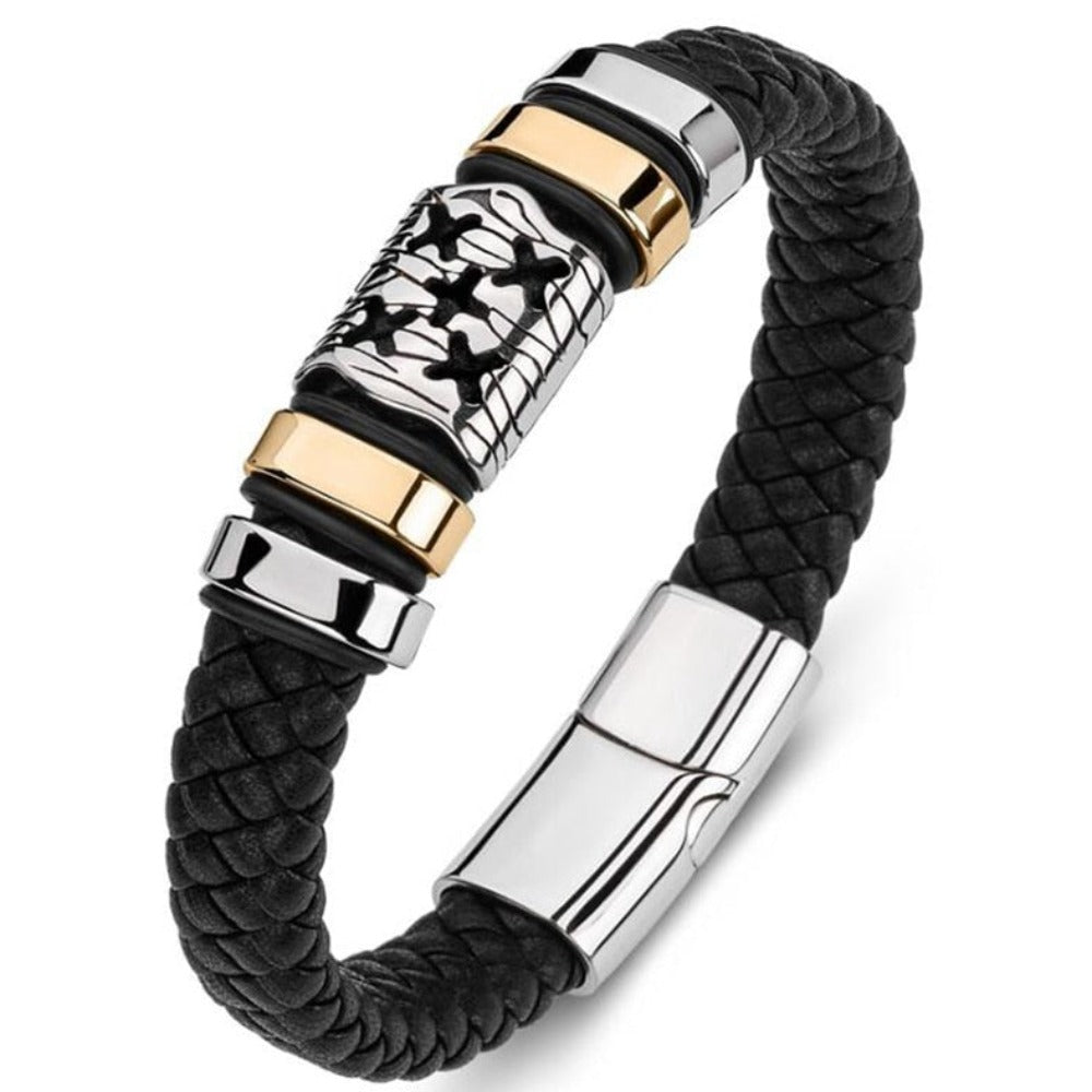 Skorter | Leather Braided Bracelet With Charms