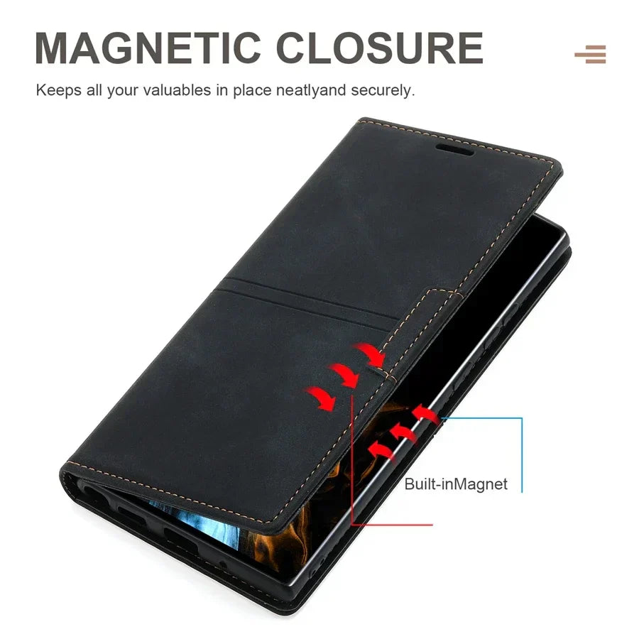 Skorter | Leather Wallet Cover Flip Case - Google Pixel