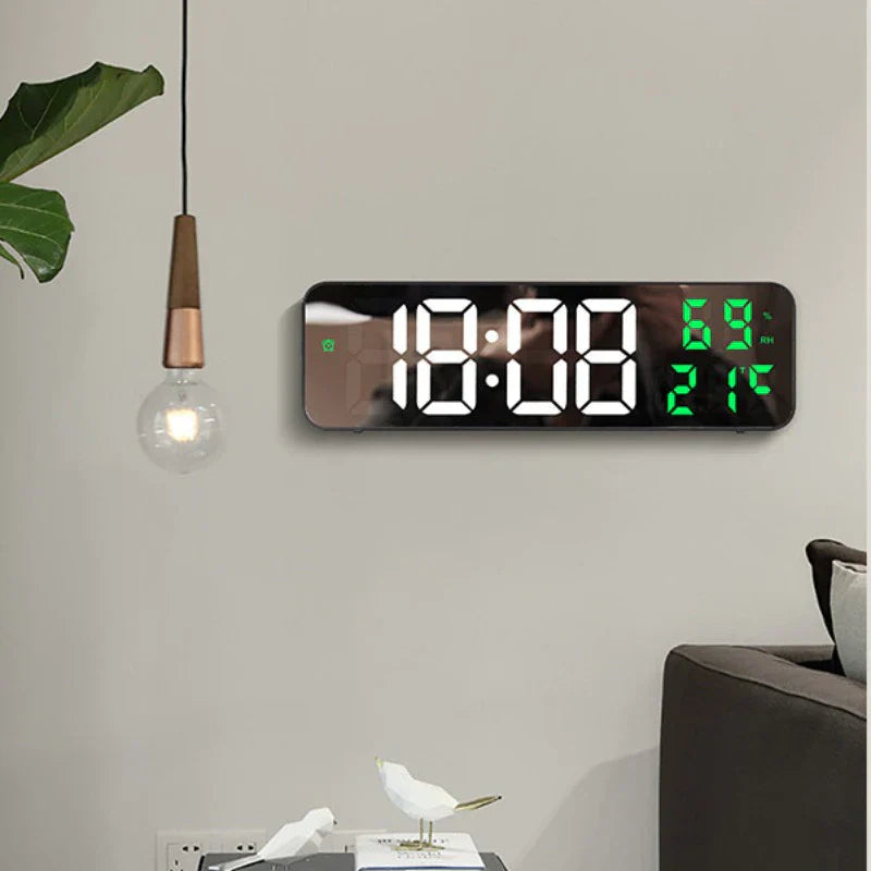Skorter | LED Digital Wall Clock with Temperature and Humidity Display
