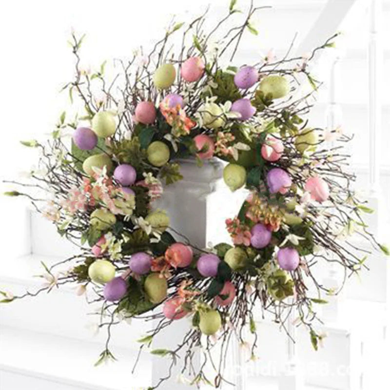Skorter | 5 Style Bow Ribbon Easter Egg Wreath Easter Egg Garland Door Ornaments Wall Decor Happy Easter 2023 Decor for Home Kids
