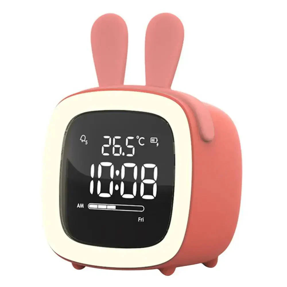 Skorter | Cartoon Bunny LED Alarm Clock with Night Light – Rechargeable, Cute Digital Display for Kids & Bedrooms