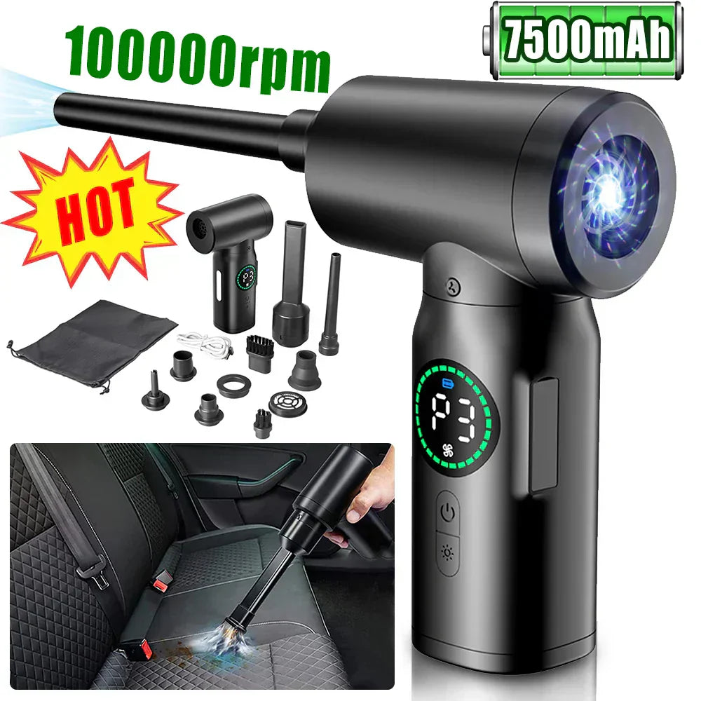 Skorter | 2-in-1 Portable Vacuum Cleaner & Blower | 7500mAh Battery, LED Light & Versatile for Home, Car & Office Cleaning