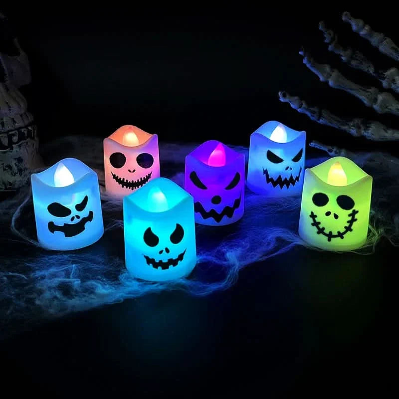 Skorter | Halloween LED Ghost & Pumpkin Candle Lights – 6 Pack