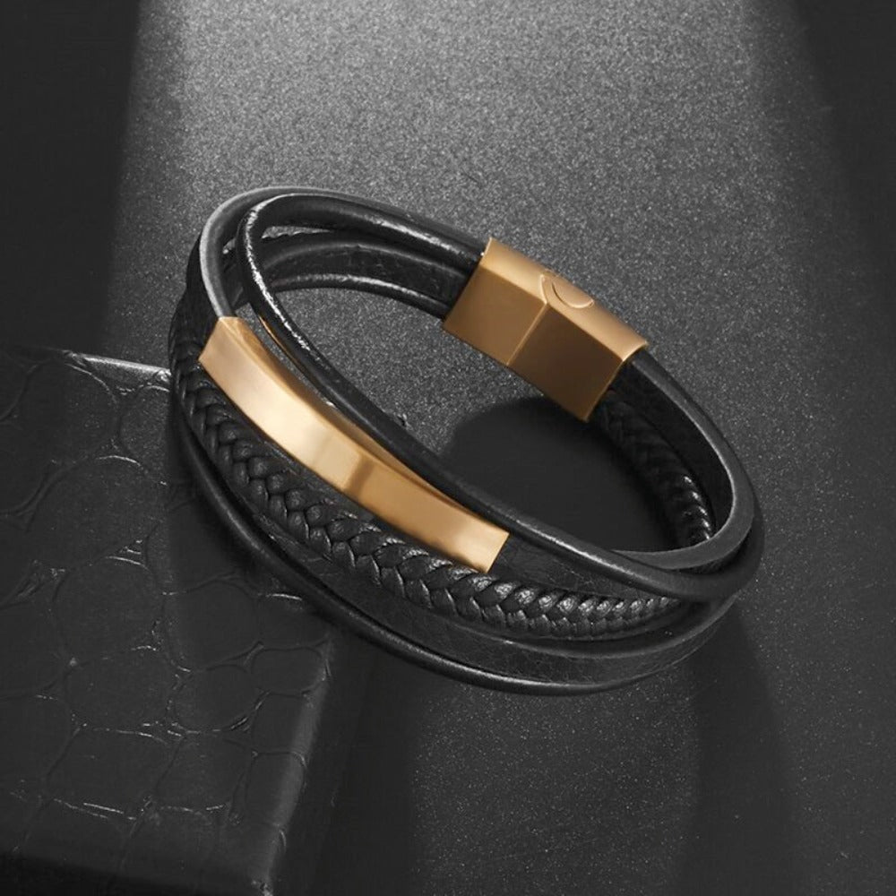 Skorter | Leather Braided Bracelet With Charms
