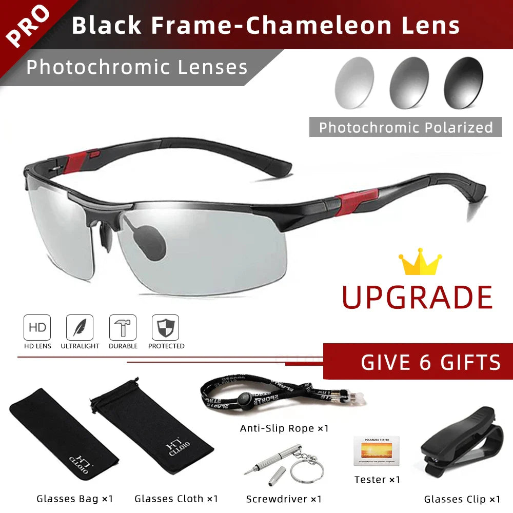 Skorter | Aluminum Photochromic Polarized Sunglasses Men’s Day Night Anti-Glare UV Chameleon Eyewear