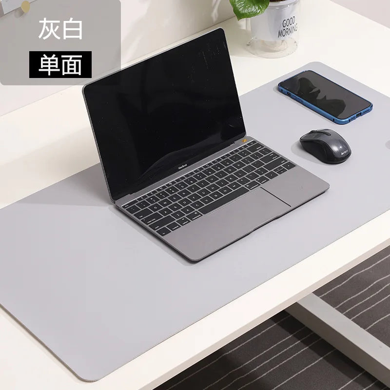 Skorter | Large White Waterproof PU Leather Mouse Pad - Non-Slip Gaming Desk Mat