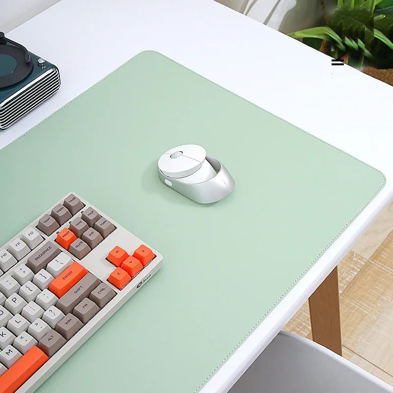 Skorter | Large White Waterproof PU Leather Mouse Pad - Non-Slip Gaming Desk Mat