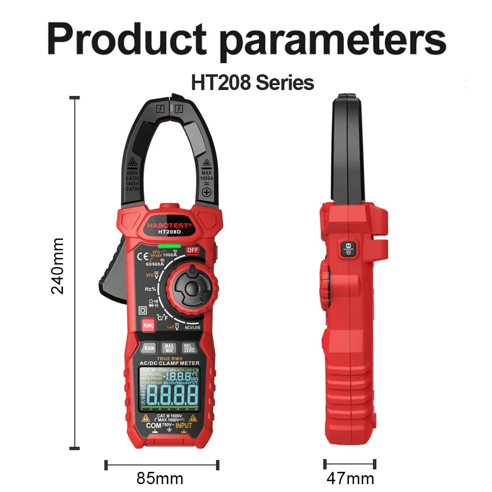 Skorter | HT208 Digital Clamp Meter - True RMS Multimeter