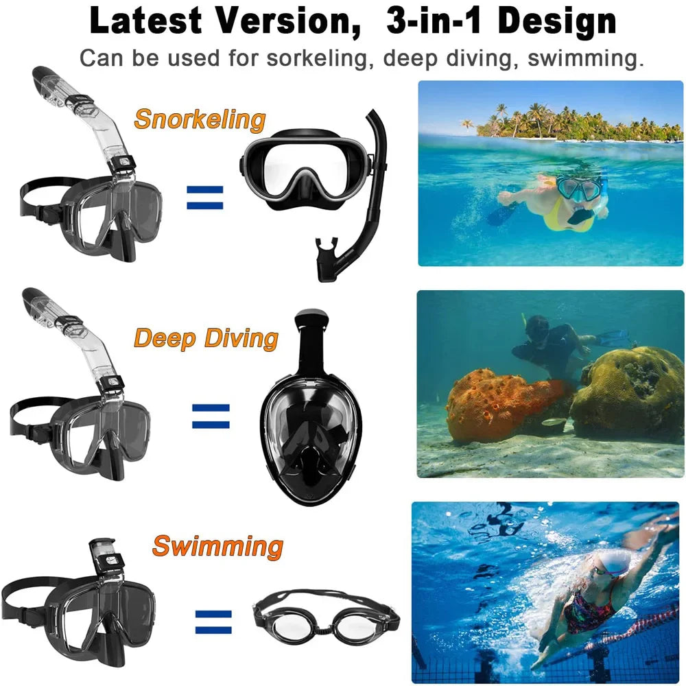 Skorter | Foldable Anti-Fog Snorkel Mask Set