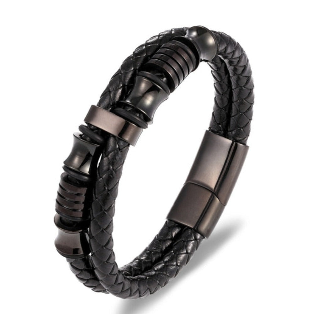Skorter | Leather Braided Bracelet With Charms