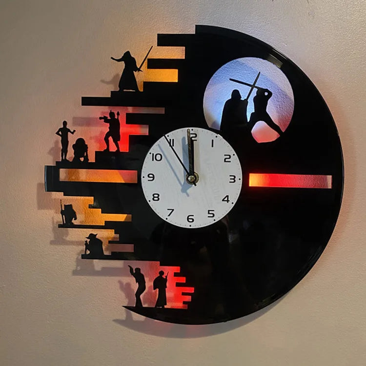 Skorter | StarWarsVinyl - Decorative LED Wall Clock for Bedroom and Living Room