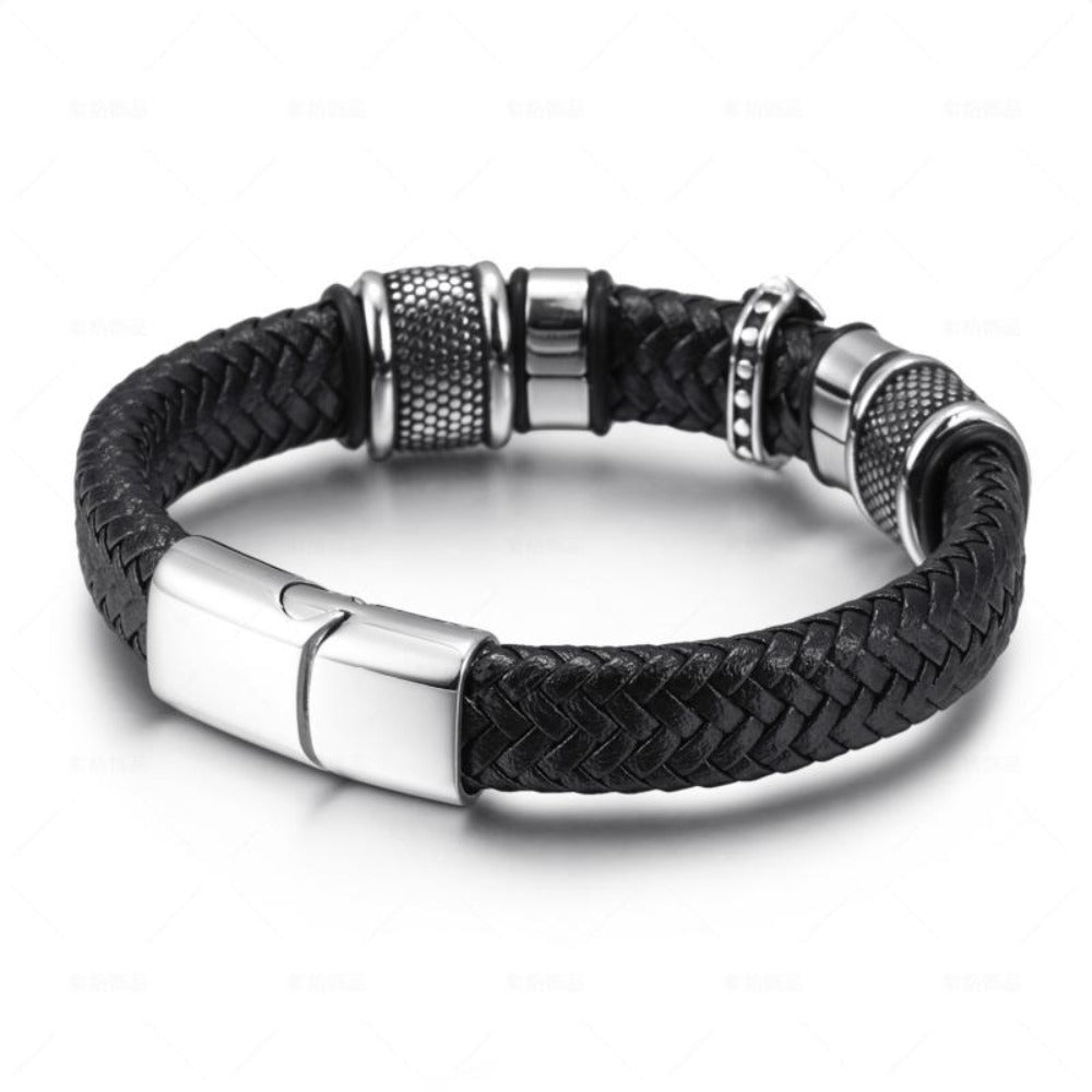 Skorter | Leather Braided Bracelet With Charms