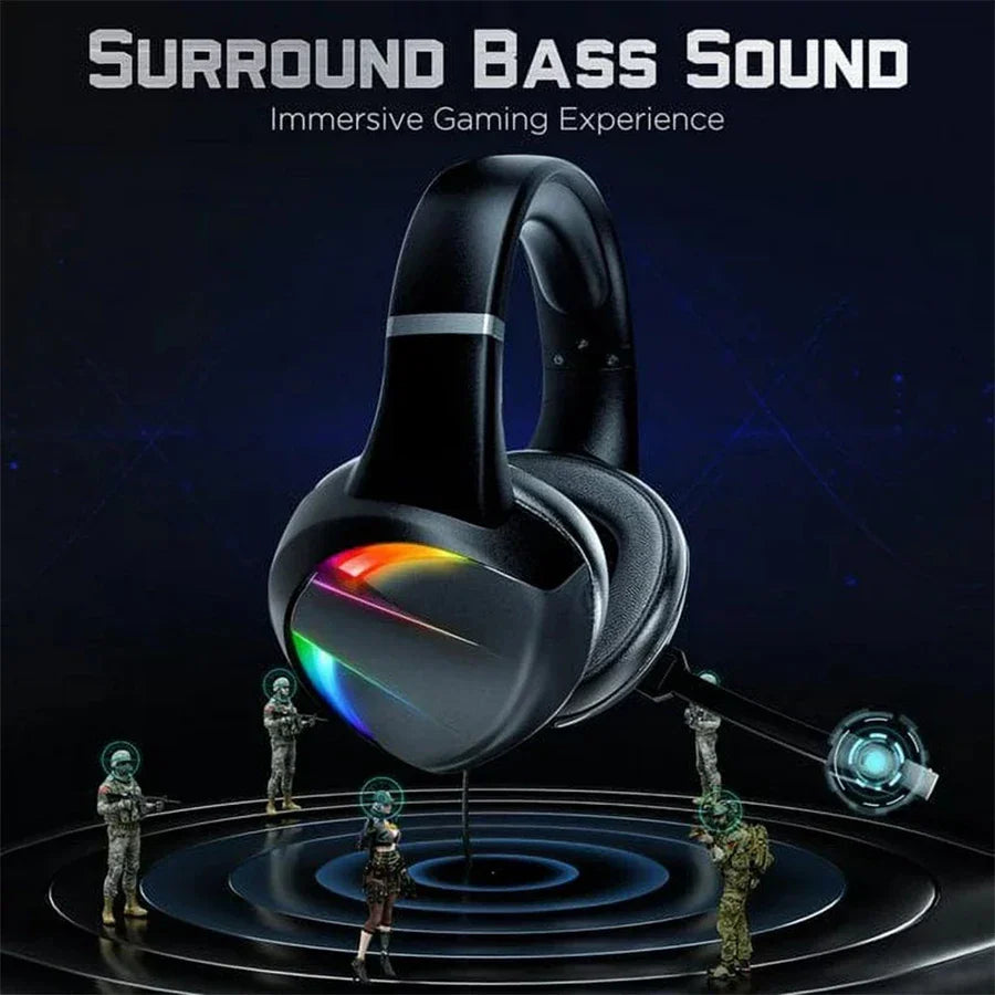 Skorter | RGB Gaming Headset Noise Canceling Microphone Surround Sound LED Headphones for PS5 PS4 Xbox One PC Laptop Mac Computer PC