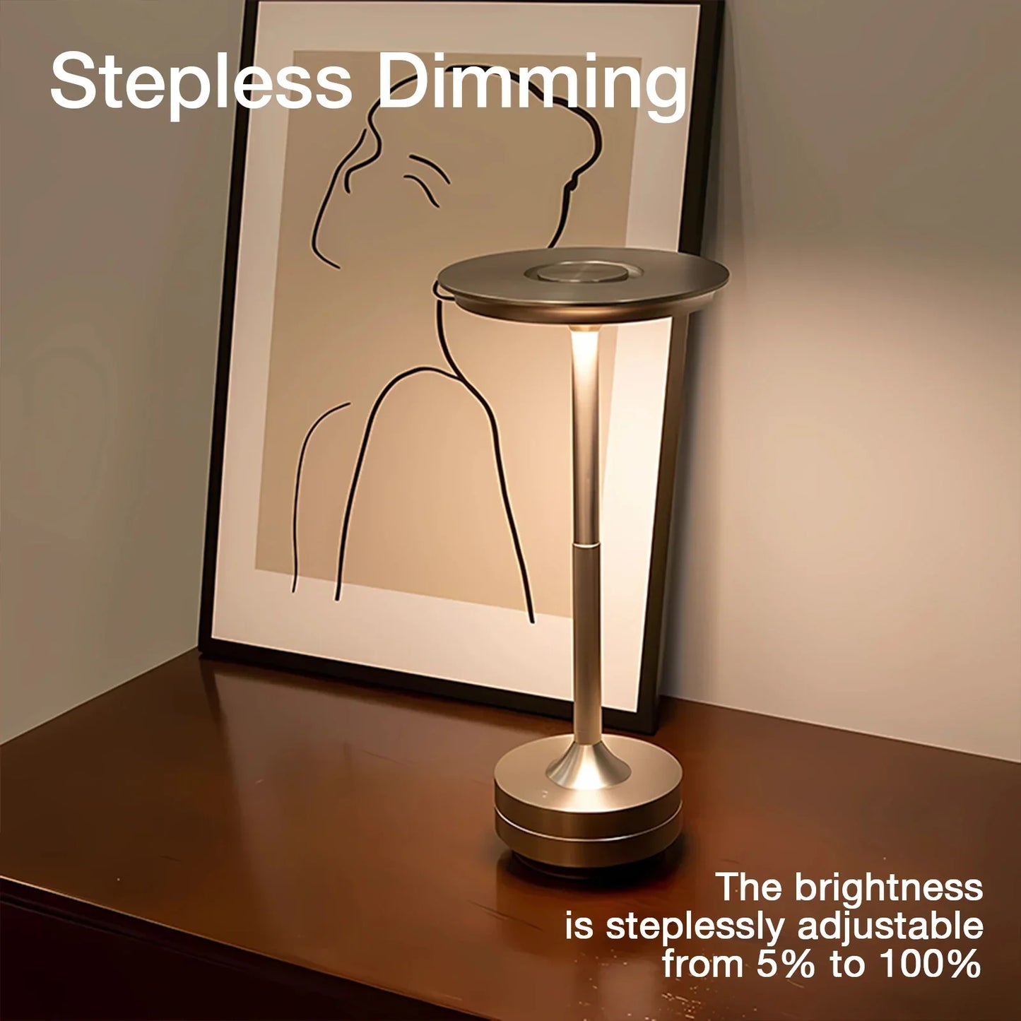 Skorter | Rechargeable Modern Aura Table Lamp with Touch Controls | Wireless LED Light for Modern Side Tables and Office Desks | Minimalist Table Lamp