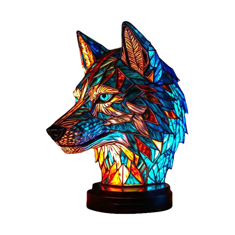 Skorter | 15cm Animal Resin Table Lamp with Stained Glass – Mermaid, Owl, Sea Turtle Design for Home Decor
