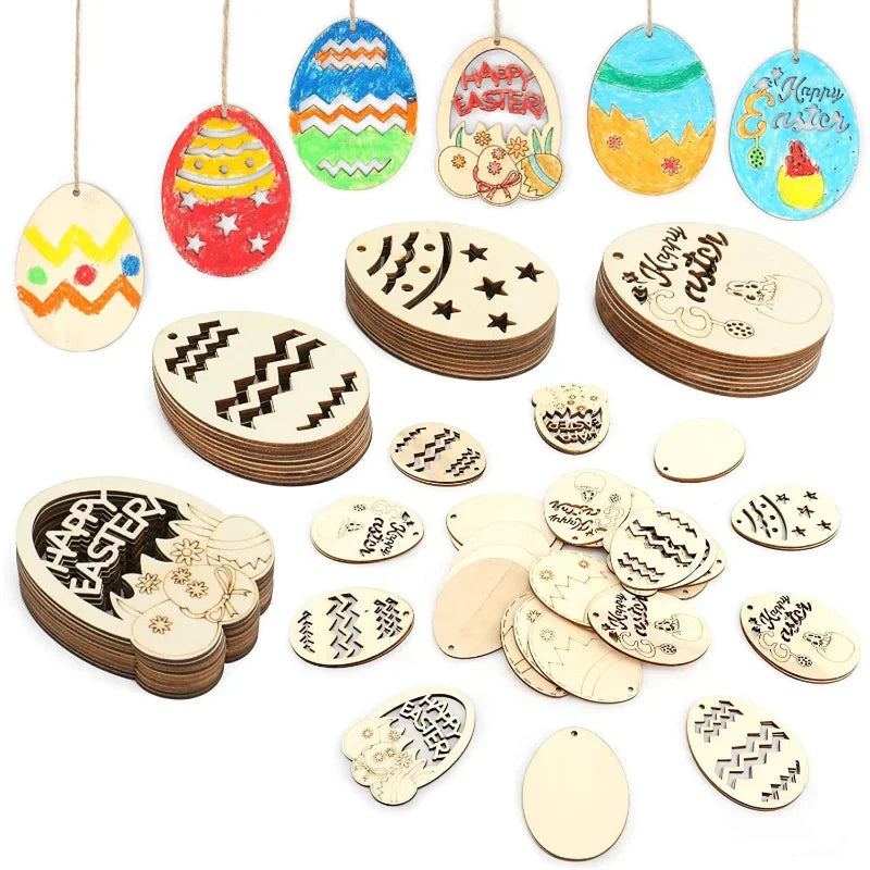 Skorter | 10 pieces DIY Easter egg wood slices