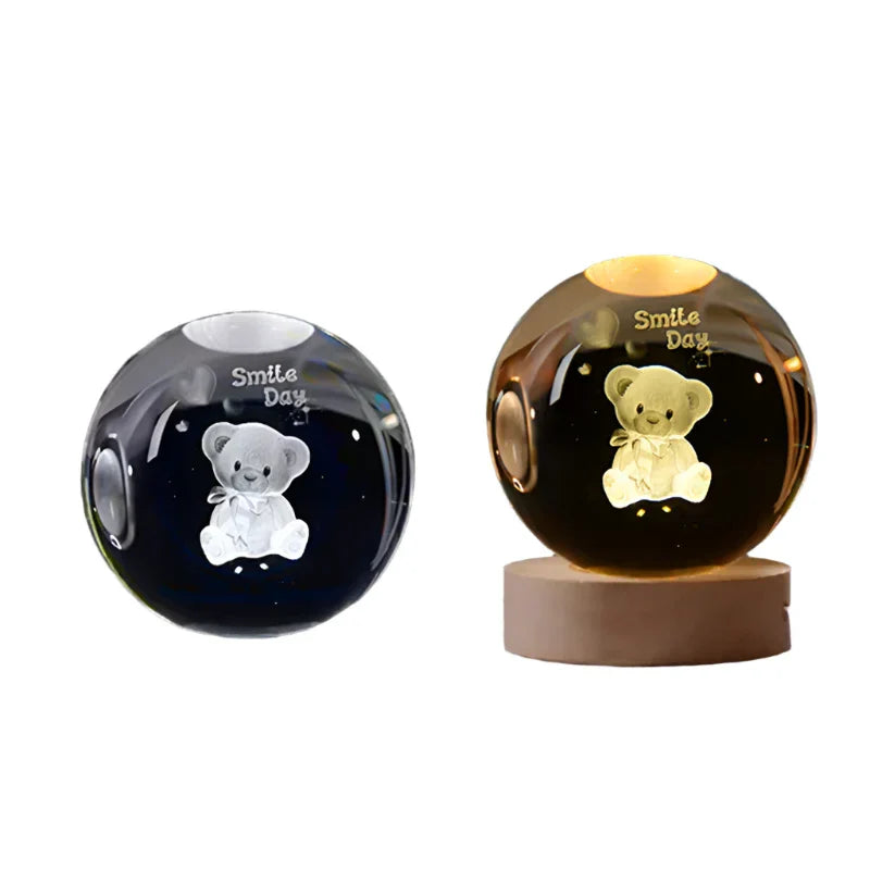 Skorter | LumiCrystal - 3D LED Night Lamp with Star Gallery and Wooden Base