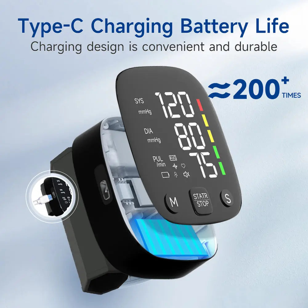 Skorter | Rechargeable LED Wrist Blood Pressure Monitor with Voice Function – HeartGuard