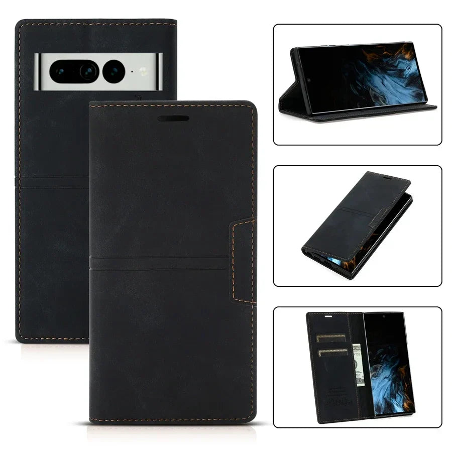 Skorter | Leather Wallet Cover Flip Case - Google Pixel