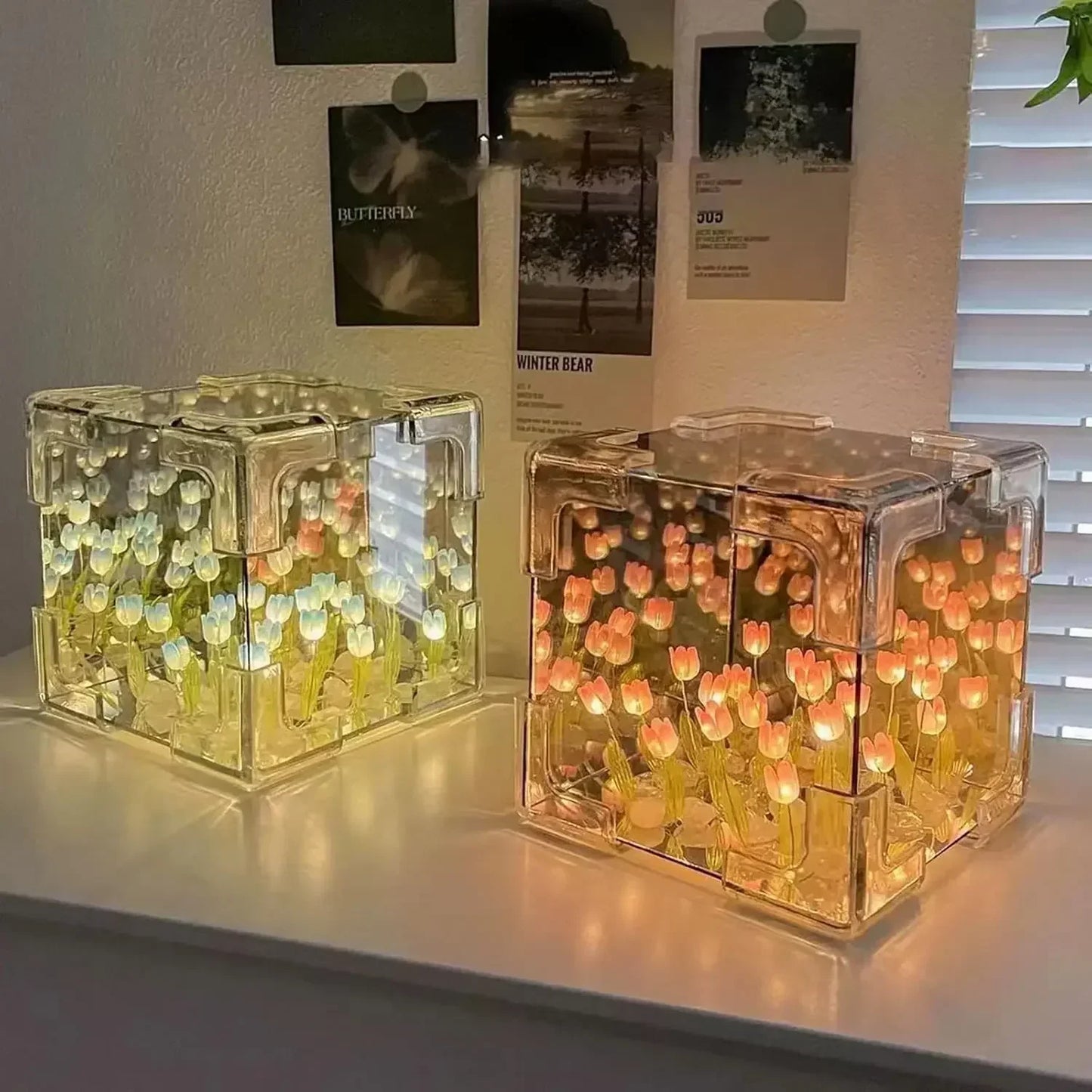 Skorter | MirrorBloom - DIY Mirror Cube Lamp with Tulip Design