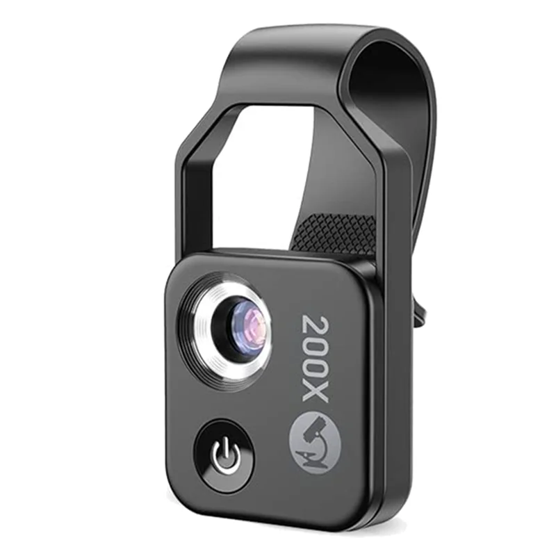 Skorter | MicroZoom Clip-On Phone Microscope – 200x Magnification Lens with LED Light