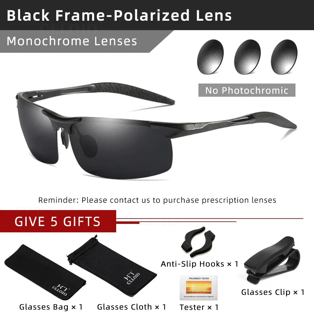 Skorter | Aluminum Photochromic Polarized Sunglasses Men’s Day Night Anti-Glare UV Chameleon Eyewear