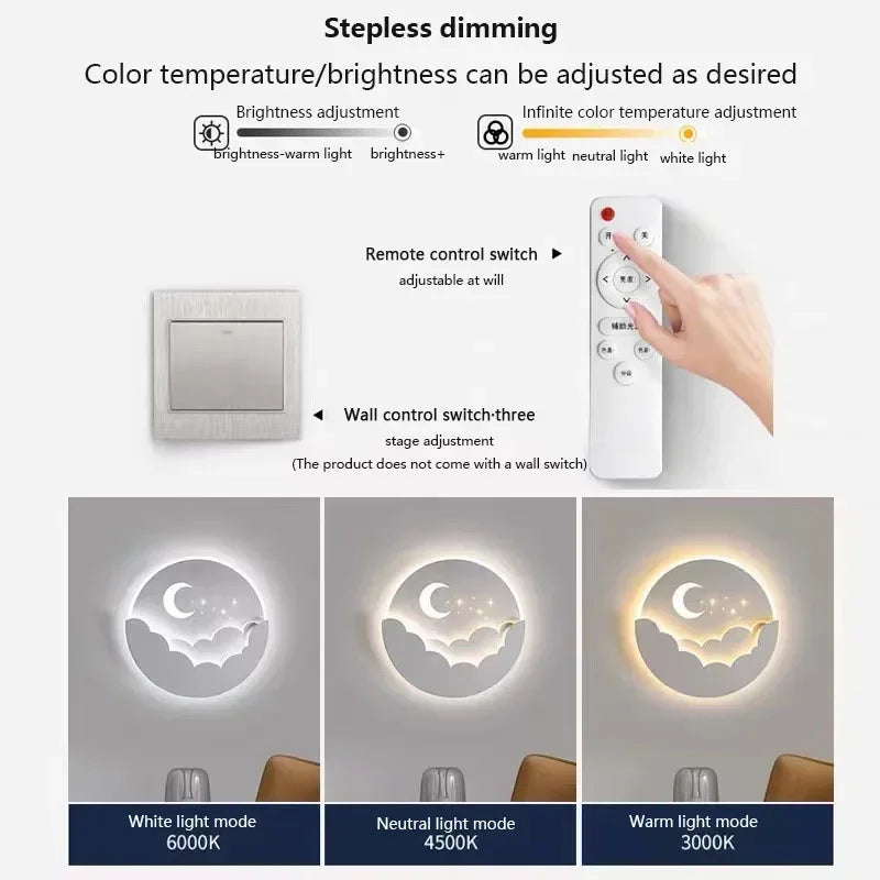 Skorter | Magical LED Wall Lamp – Moon & Stars Night Light