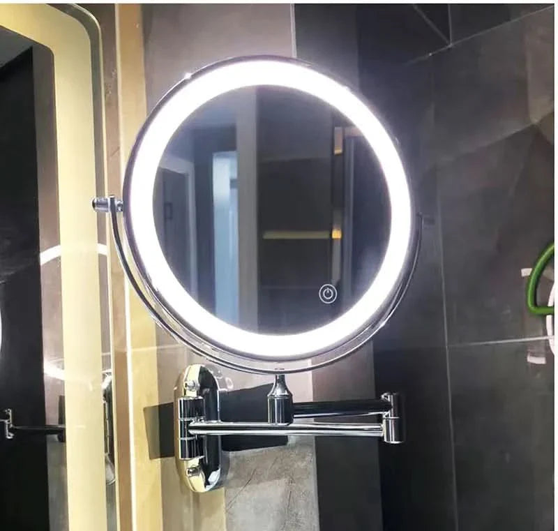 Skorter | Black LED Rechargeable Makeup Mirror – 3-Color Light