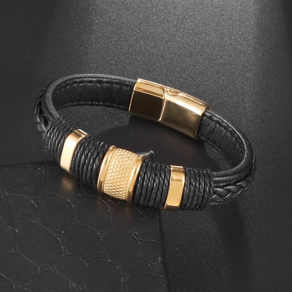 Skorter | Leather Braided Bracelet With Charms
