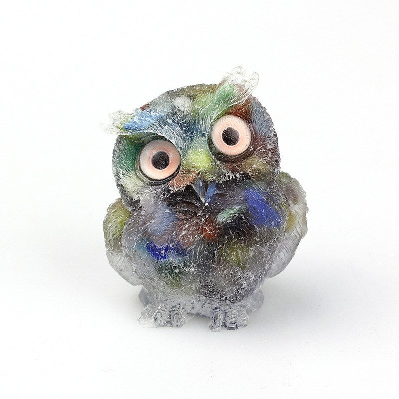 Skorter | Natural Crystal Owl Figurine: Handmade Collector's Item