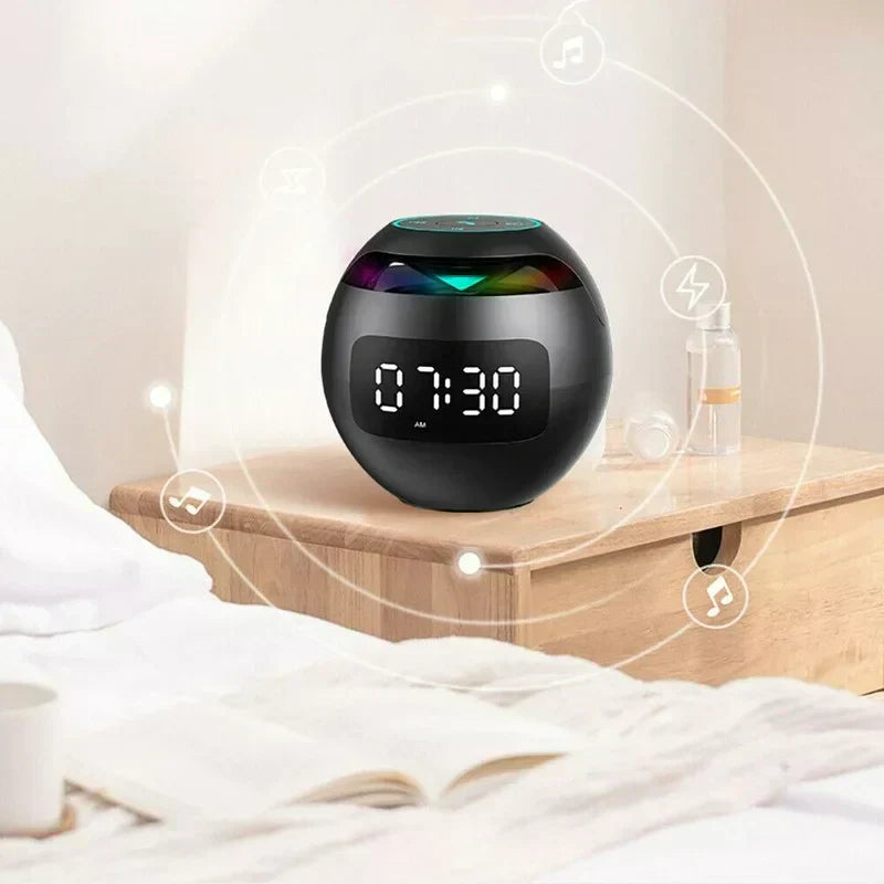 Skorter | Digital LED Alarm Clock with Bluetooth Speaker & Colorful Night Light โ Motion Sensor, Rechargeable, 5W Sound
