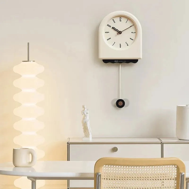 Skorter | Cream Pendulum - Korean Style Wall Clock with Modern Design