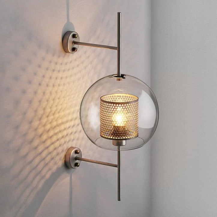 Thatcher - Modern Honeycomb Brass & Glass Wall Sconce