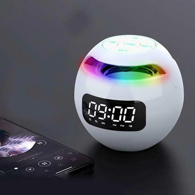 Skorter | Digital LED Alarm Clock with Bluetooth Speaker & Colorful Night Light โ Motion Sensor, Rechargeable, 5W Sound