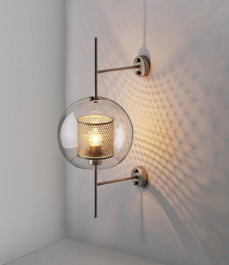 Thatcher - Modern Honeycomb Brass & Glass Wall Sconce