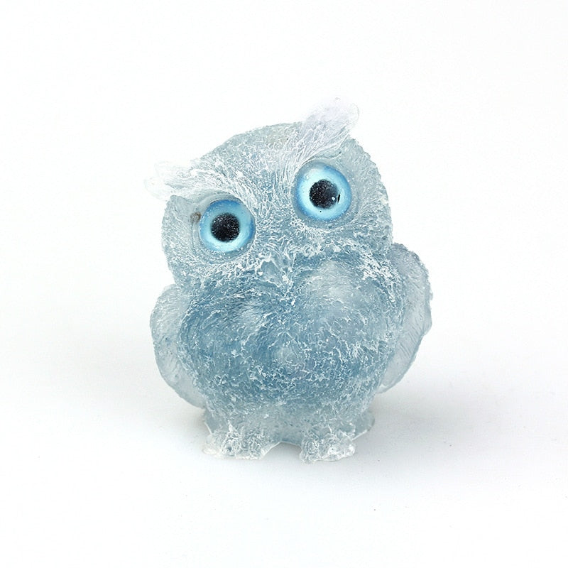 Skorter | Natural Crystal Owl Figurine: Handmade Collector's Item