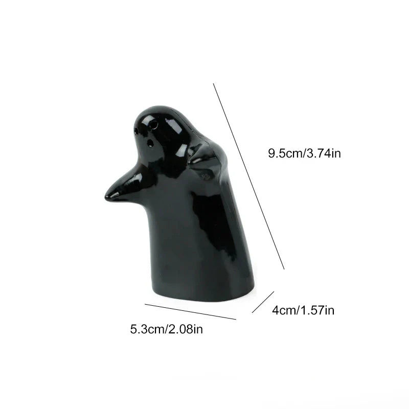 Skorter | Cute Embracing Ghosts Black and White Ceramic Salt and Pepper Mill