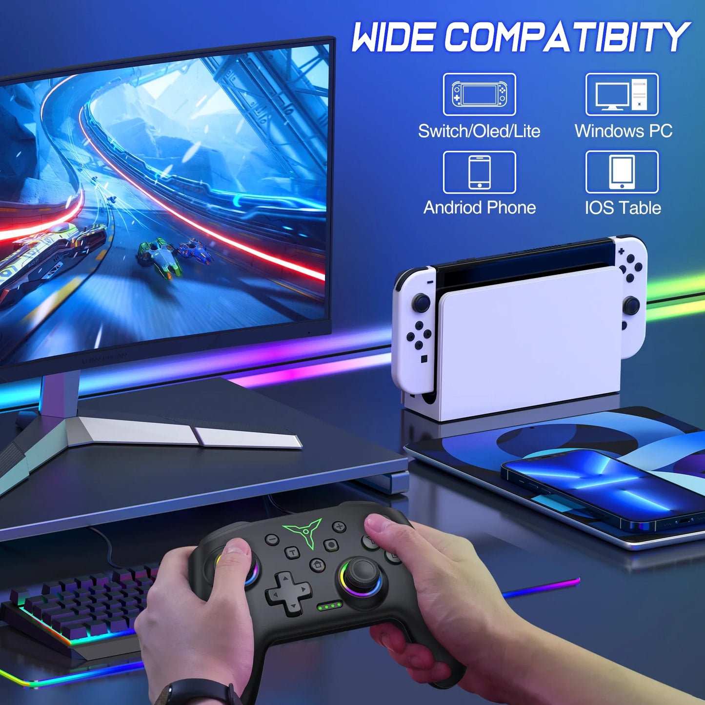 Skorter | Wireless Switch Pro Controller with Joystick and Double Vibration Compatible for Switch OLED/Lite Remote Gamepad