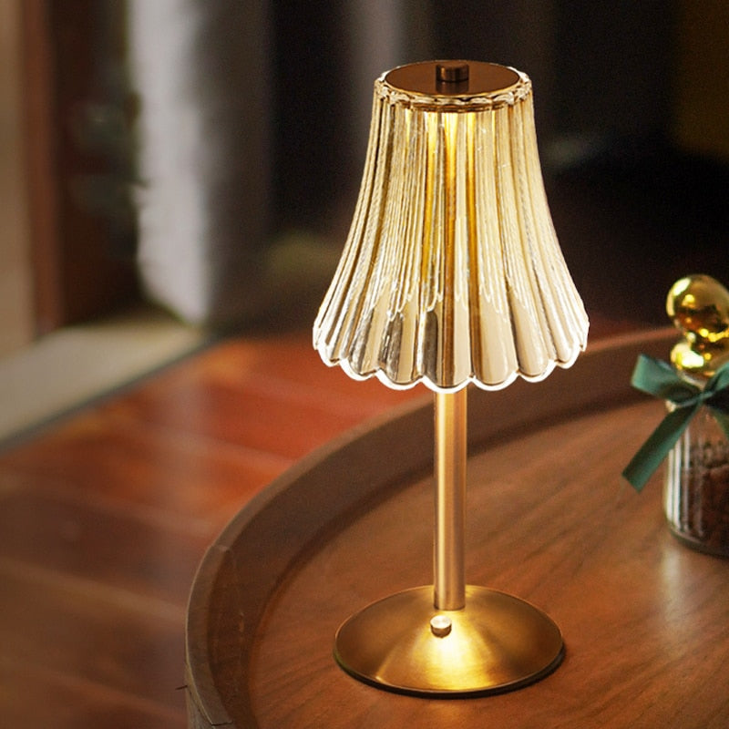 Skorter | Golden Crystal Table Lamp - Elegant Touch Controlled LED Lighting