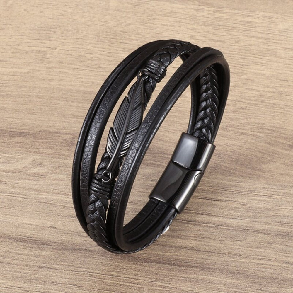 Skorter | Leather Braided Bracelet With Charms