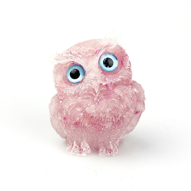 Skorter | Natural Crystal Owl Figurine: Handmade Collector's Item
