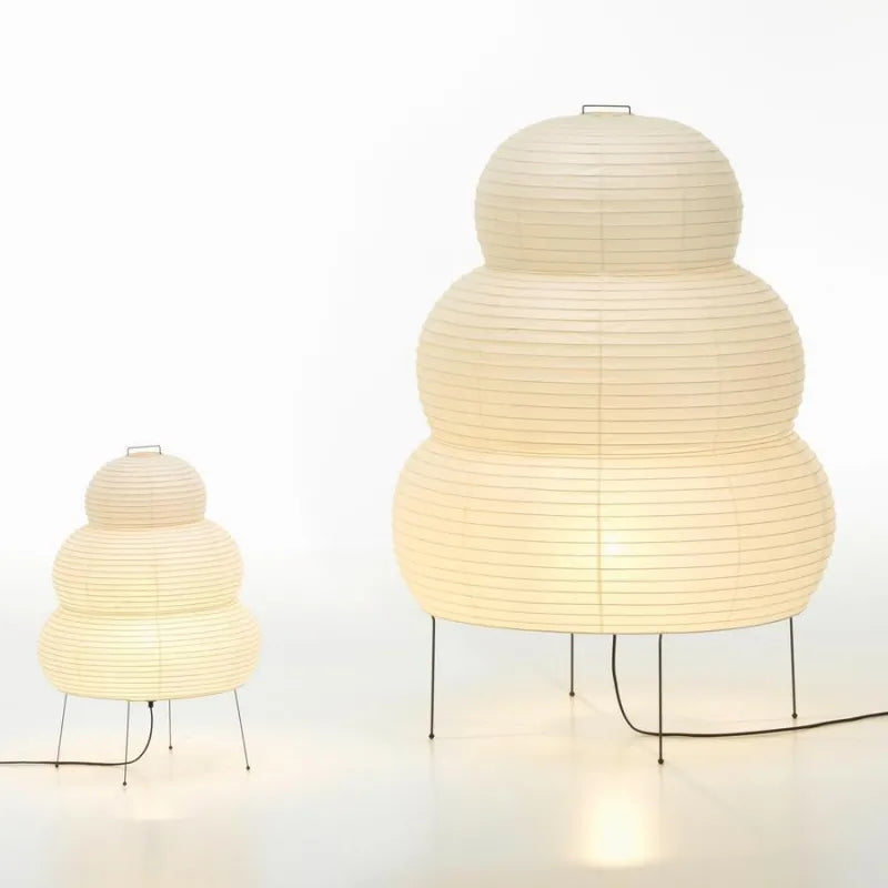 Skorter | Japanese Wabi-Sabi tripod floor lamp bedroom nightstand living room dining room study loft decor desk lamp white rice paper table lamp