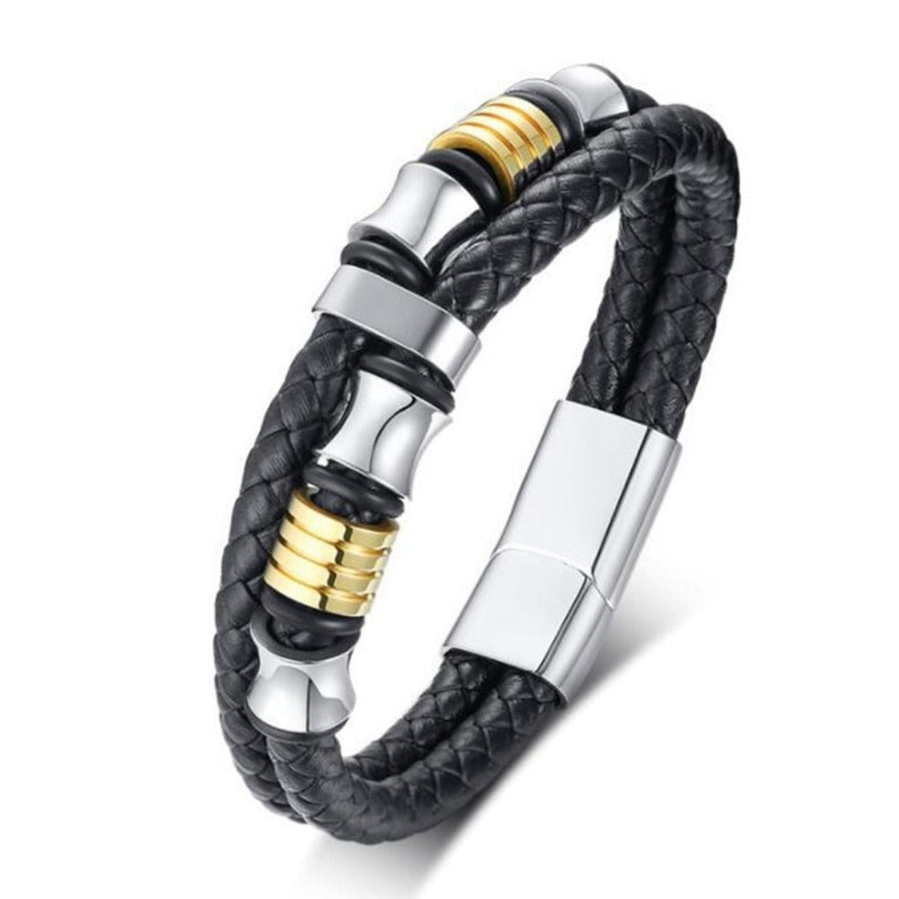 Skorter | Leather Braided Bracelet With Charms