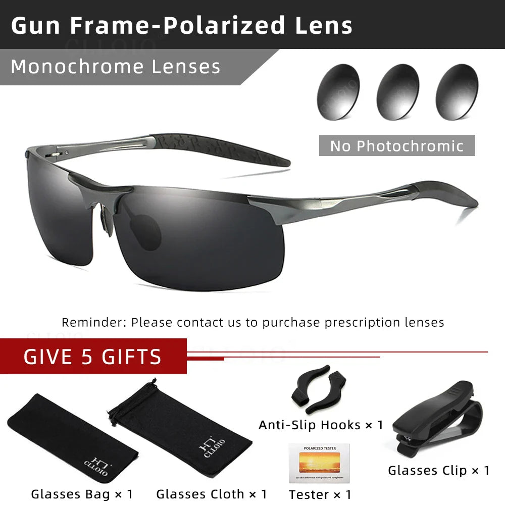 Skorter | Aluminum Photochromic Polarized Sunglasses Men’s Day Night Anti-Glare UV Chameleon Eyewear
