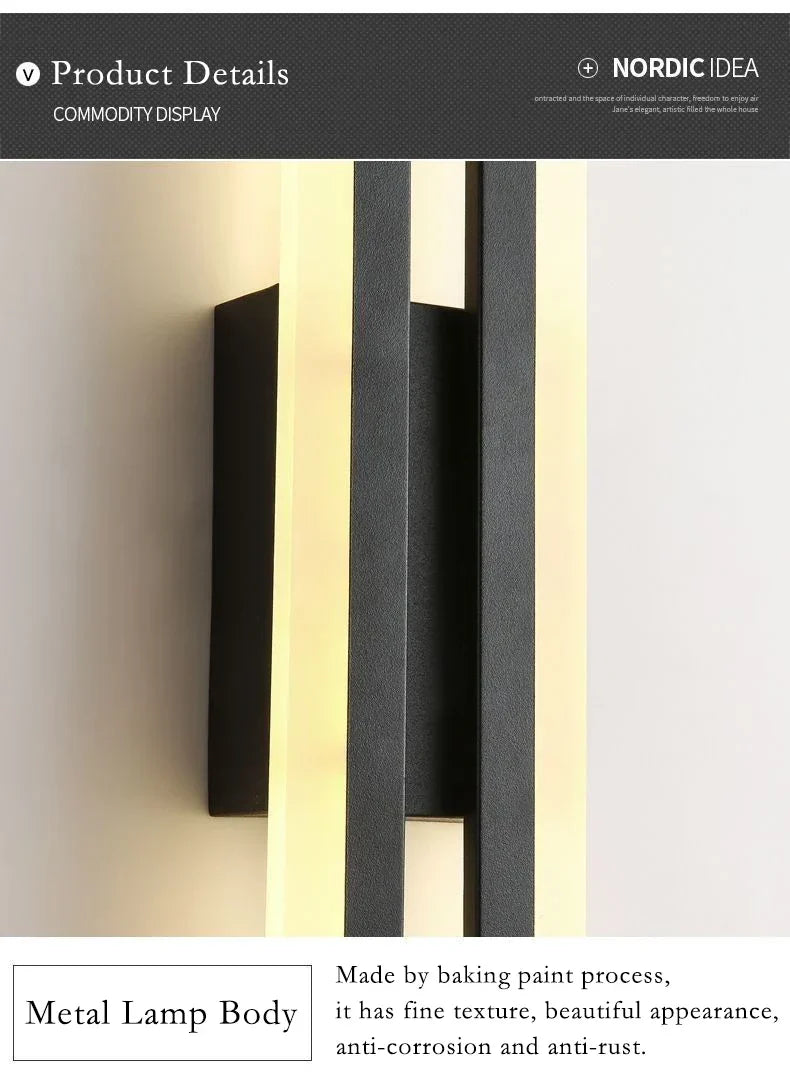 Skorter | Modern LED Wall Lamp: Black/Gold Acrylic Room Decoration Light