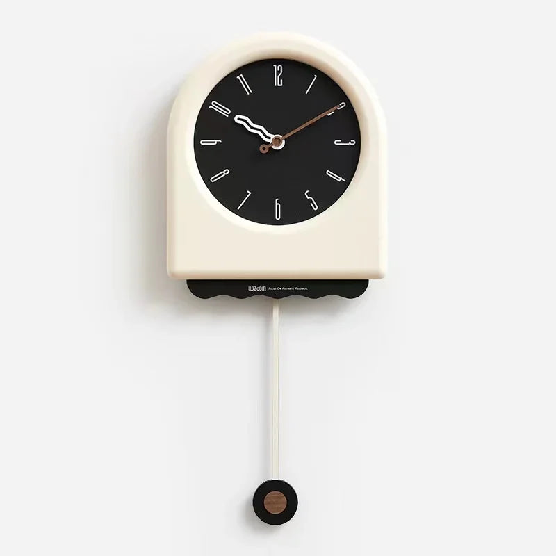 Skorter | Cream Pendulum - Korean Style Wall Clock with Modern Design